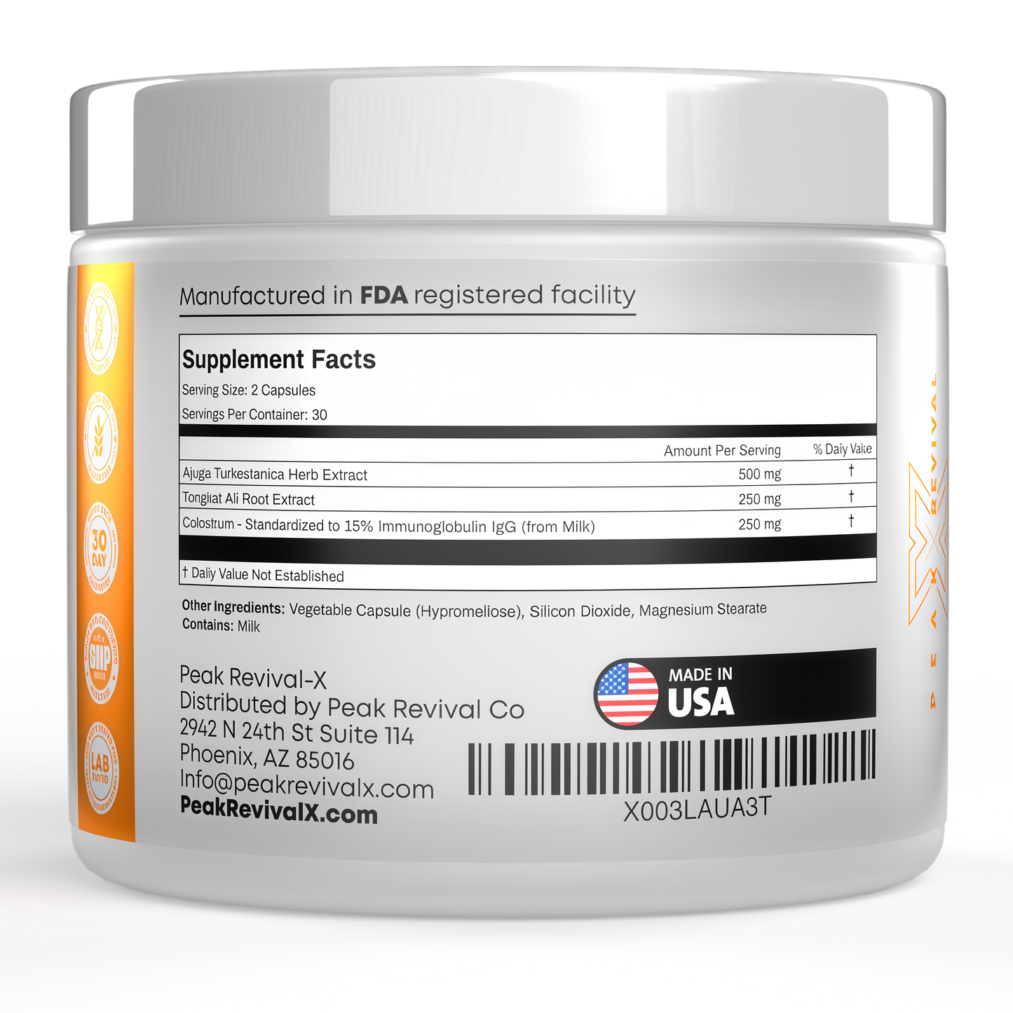Turkesterone & Tongkat Ali 1000mg Supplement - 500mg Ajuga Turkestanica Per Serving Increase Stamina, Lean Muscle Growth & Recovery - Made in The USA (60 Capsules)